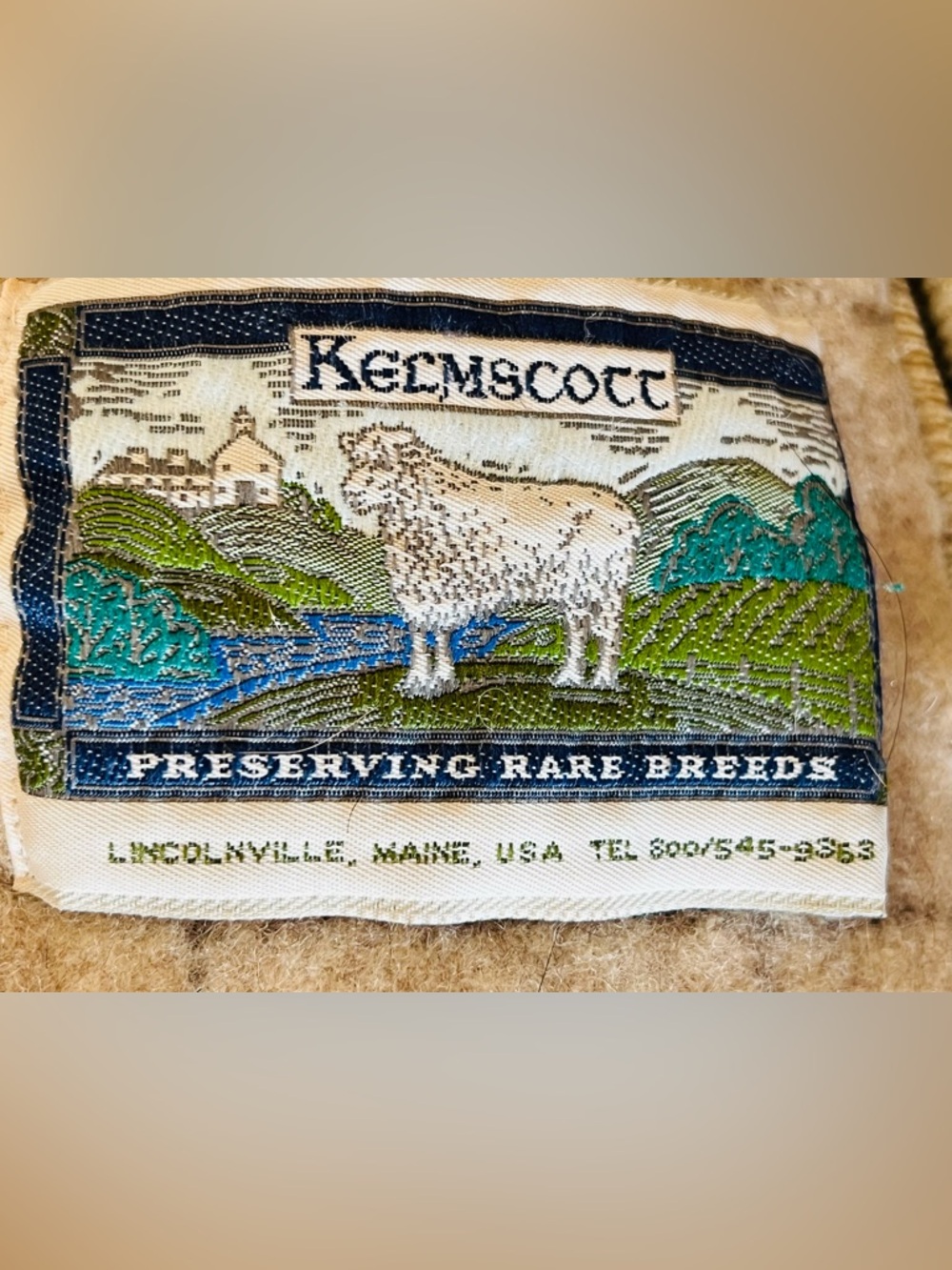 Vintage KelmScott Wool Throw Blanket Neutral Plaid Lap Blanket Fringe Maine - Picture 9 of 11